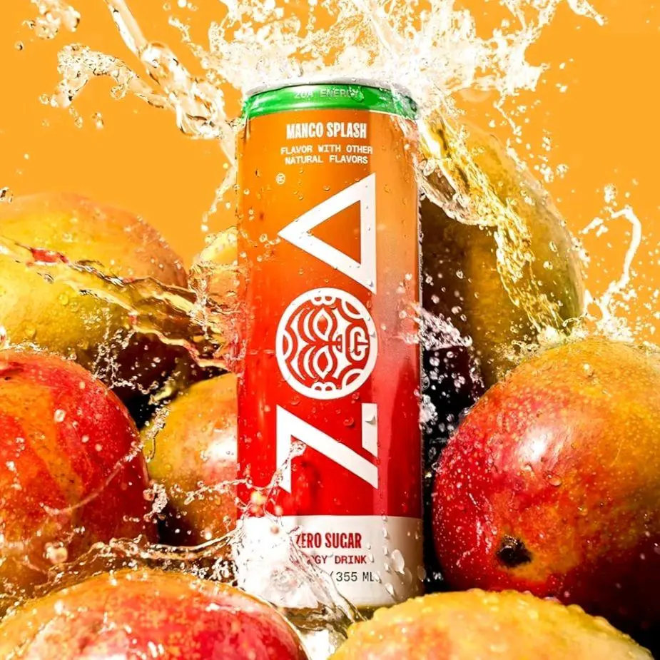 Zoa Mango Splash 0 Sugar Energy Drink - 16 fl oz Caffeinated Sports Energy Beverage with B&C Vitamins, Electrolytes, Amino Acids, Camu Camu, Energy Drinks, Zero Sugar