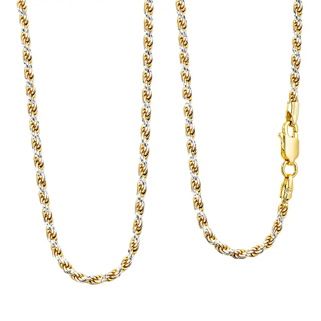 Italian Rope Chain Necklace in 14K YG Over and Sterling Silver 9.03 Grams 20 Inches