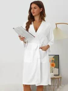 INSPIRE CHIC Women's Waffle Bathrobe Soft Kimono Spa & Bath Mid-Length Robes
