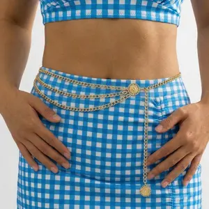 [Clearance] D.bella Waist Belt Sunflower Butterfly Silver & Gold Plus Size Chain Belt for Plus-Size Girls - 3 Sizes - Hypoallergenic & Fashion Forward Design
