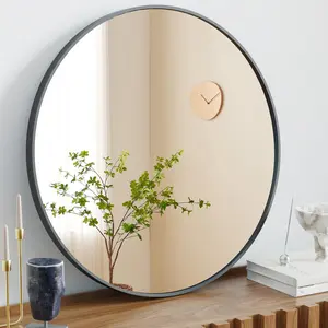 Round Wall Mirror Circle Mirror for Bathroom Bedroom Vanity Aluminium Decor Waterproof Frame Acrylic Mirror