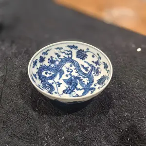 Hand painted blue and white porcelain teacup