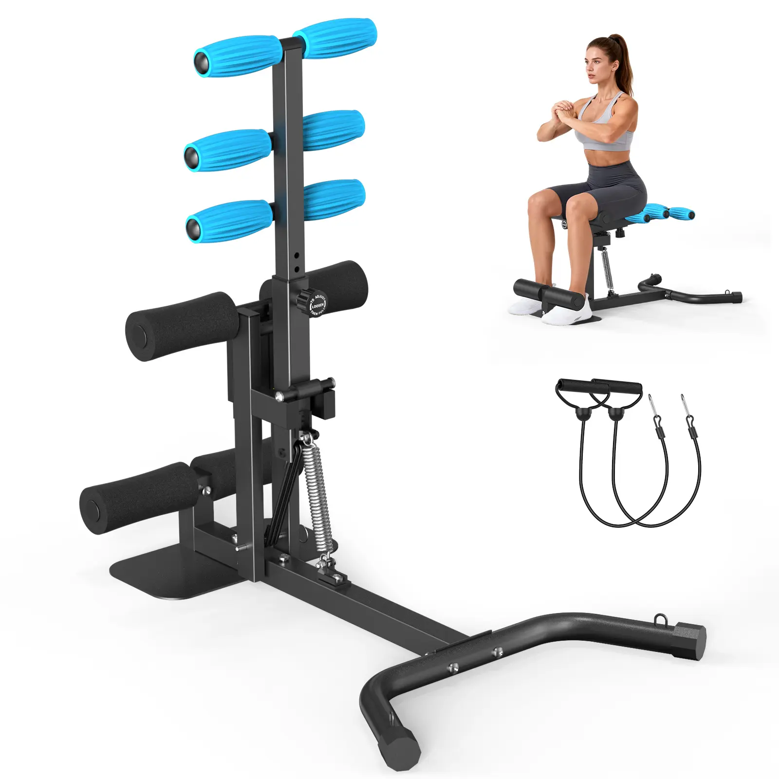 Relife Sports Deep Squat Machine, Adjustable Glutes Trainer Machine for Home Gym Workout Training, Core & Leg Exercise, Push Up Board Workout Equipment, Sit Up Machine for Abs, Abdominal Bench, with Resistance Bands SummerVibes