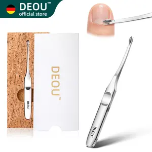 DEOU V-Shaped Cuticle Pusher with Thick Stainless Steel Handle for No-Dead-Corner Dead Skin Removal Nail Art Design Nail Care Tool