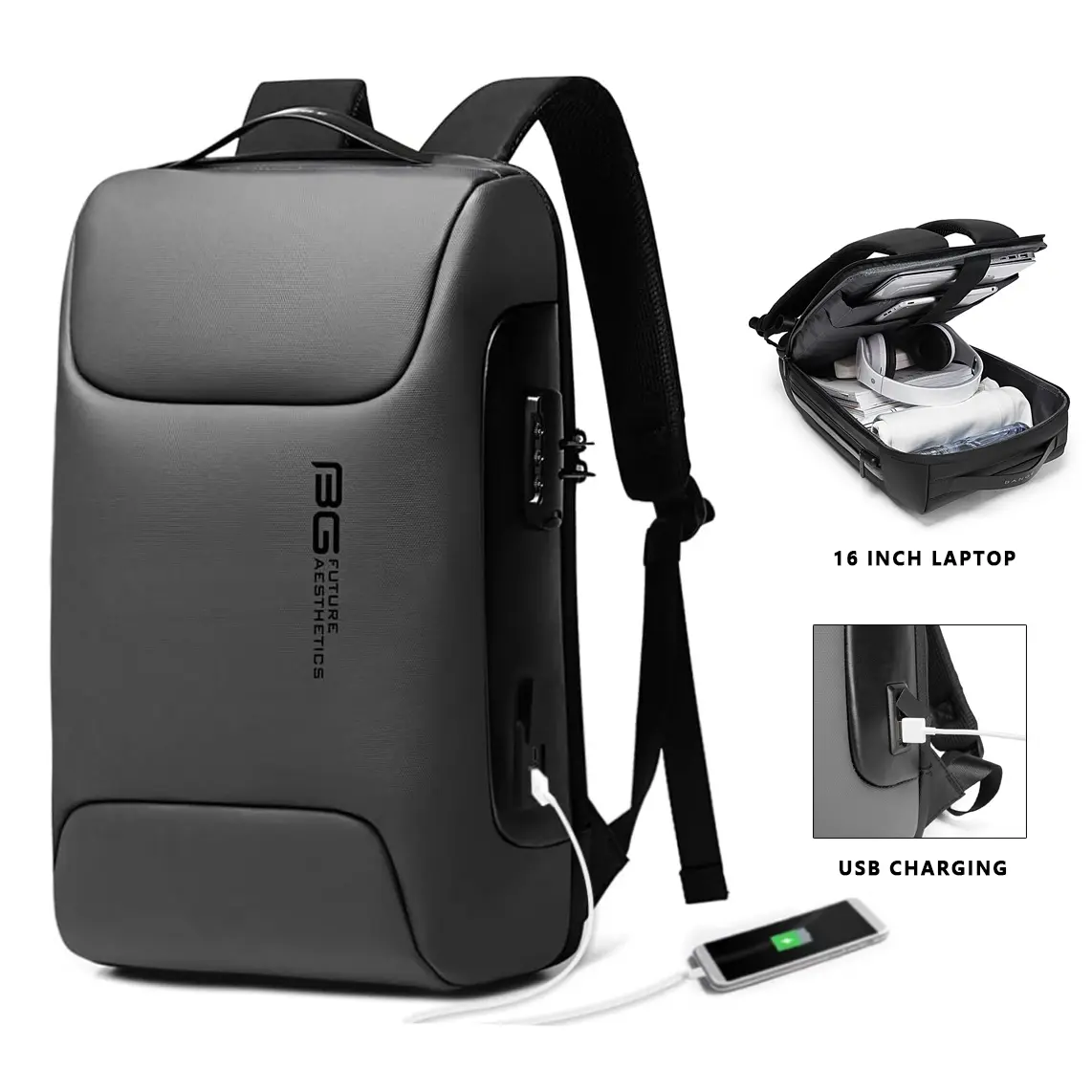Men's backpack, business commuting daily computer bag, multi-pocket storage backpack, student backpack with anti-theft password lock