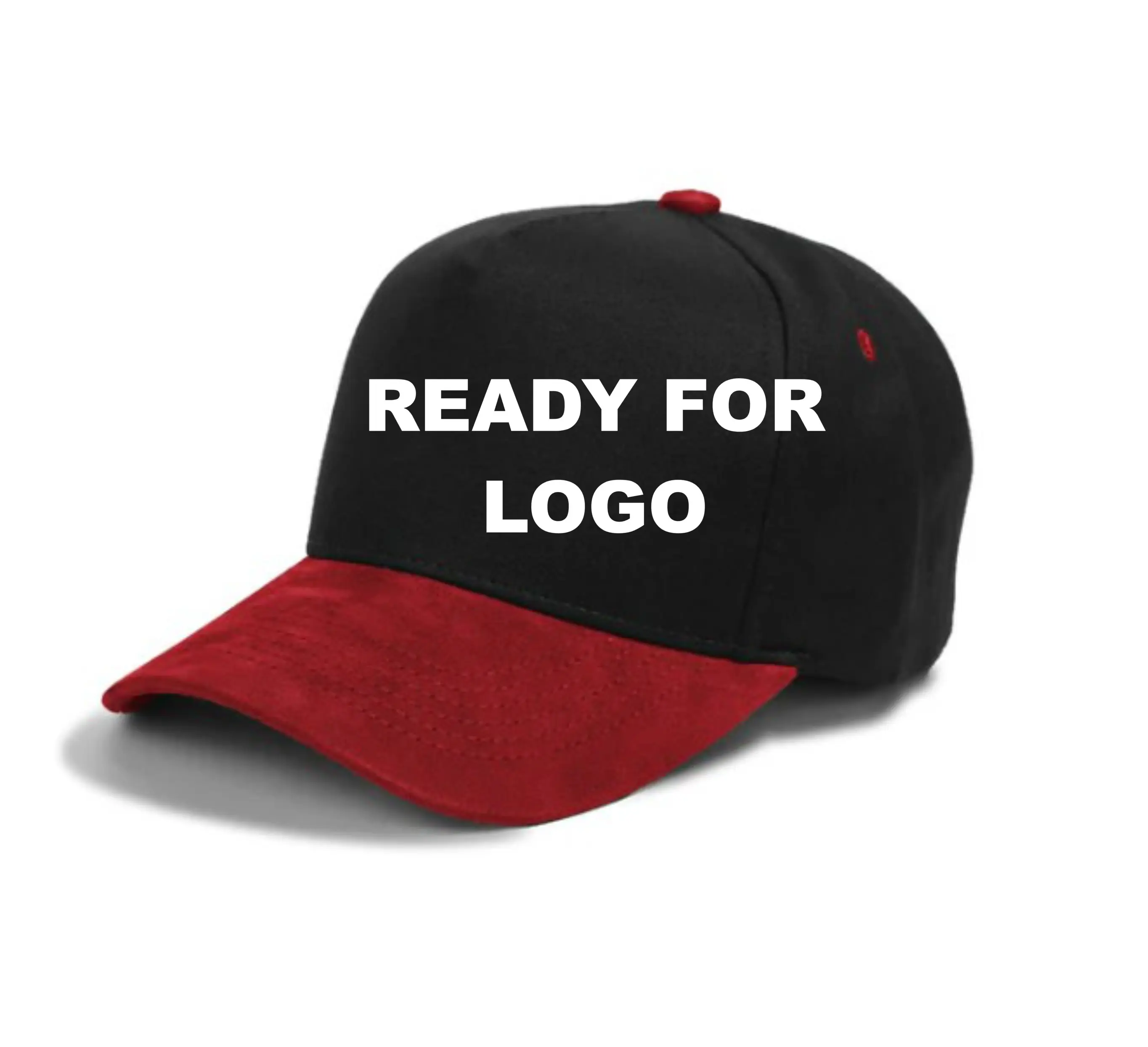 5 Panel Blank Custom Logo-Ready Cotton/Suede Brim Adjustable Snapback Hat, Classic Snapback, Casual Trendy Hat with Dry Cleaning Compatibility