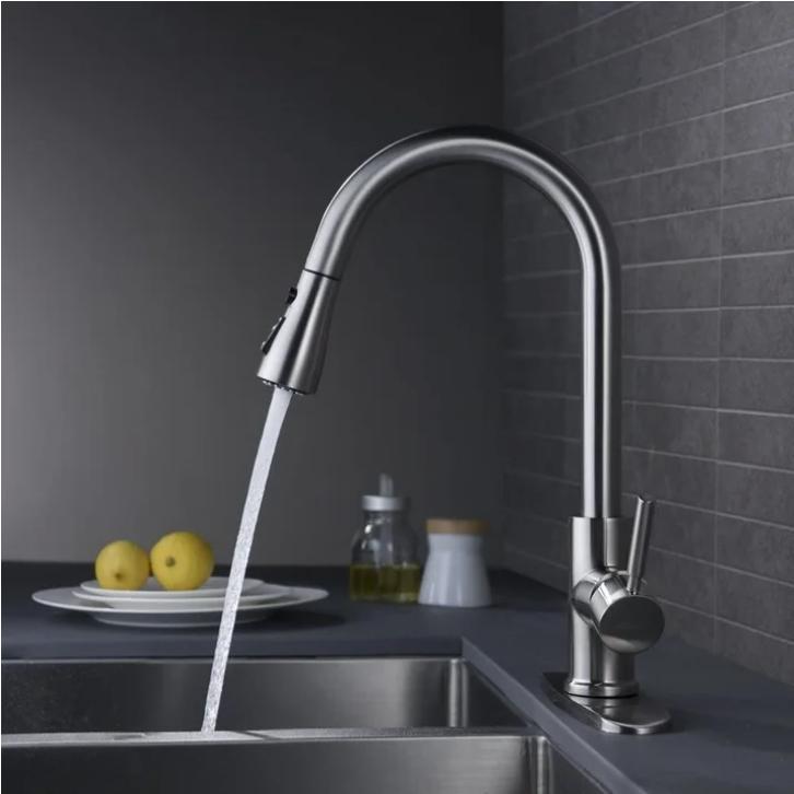 PHANCIR Kitchen Faucet with Pull Down Sprayer, High Arc Single Handle, Brushed Nickel, Brushed Go Home ld Finish  Modern Durable Steel