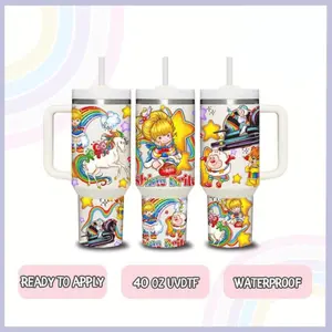 Strawberry Shortcake And Rainbow Brite Cartoon Custom Cup 40 oz 20 oz Tumbler With Handle