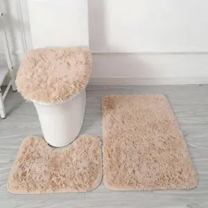 Eanpet 3 Piece Pink Bathroom Rug Set Super Absorbent Microfiber Anti Slip Mats with Suction Cups for Tub Shower Floor Safe Cozy Bath Spaces