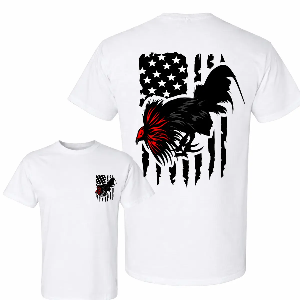 Gamefowl Rooster USA Flag T-Shirt, American Fighting Rooster Graphic Tee Patriotic, Chicken Lover Shirt, Vintage USA Flag, Gamecock Design, Farm Life Poultry Breeder Gift, Independence Day Unisex Apparel