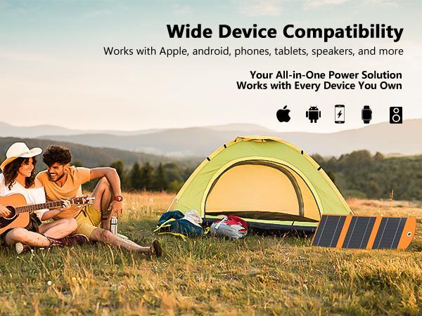 30W Portable Solar Panel Charger with 10000mAh Battery | Foldable Solar Power Bank for Camping, Hiking & Outdoor Trips | Outdoor Solar Panel USB-C Fast Charging for iPhone, Samsung & Tablets
