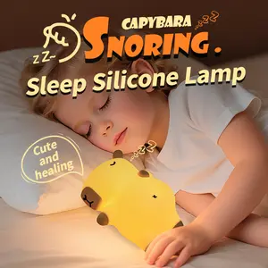 MUNBYN Cute Capybara Night Light – Silicone Breathing Lamp with Snoring Sound, 3-Level Dimmable, Rechargeable Bedside Light for Kids & Nursery