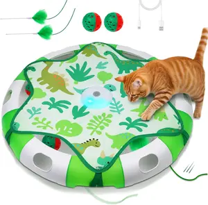 WAAIIO Interactive Cat Toys for Indoor Cats, Automatic Hide and Seek, Moving Concealed Feathers, Touch Activated, Rechargeable Kitten Toys with Bird Chirping Squeaky & Cat Bell Ball