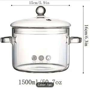 1pc Heat Resistant Clear Glass Stew Pot with Lid - Durable, easy to clean, versatile, can be used for stews, pasta, noodles, gas and electric hob compatible, dishwasher safe, ideal for cooking shrimp and lime pasta, dishwasher safe cookware, Pasta Saucepa