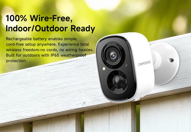【New Year Big Sales】CINMOORE Outdoor/Indoor Magnetic wireless Camera 2.5K free install Smart Garage 2.4G wifi Security Camera – HD Video, Night Vision, Motion Detection, Magnetic, Wi-Fi, Two-Way Audio, Smartphone Control Lens