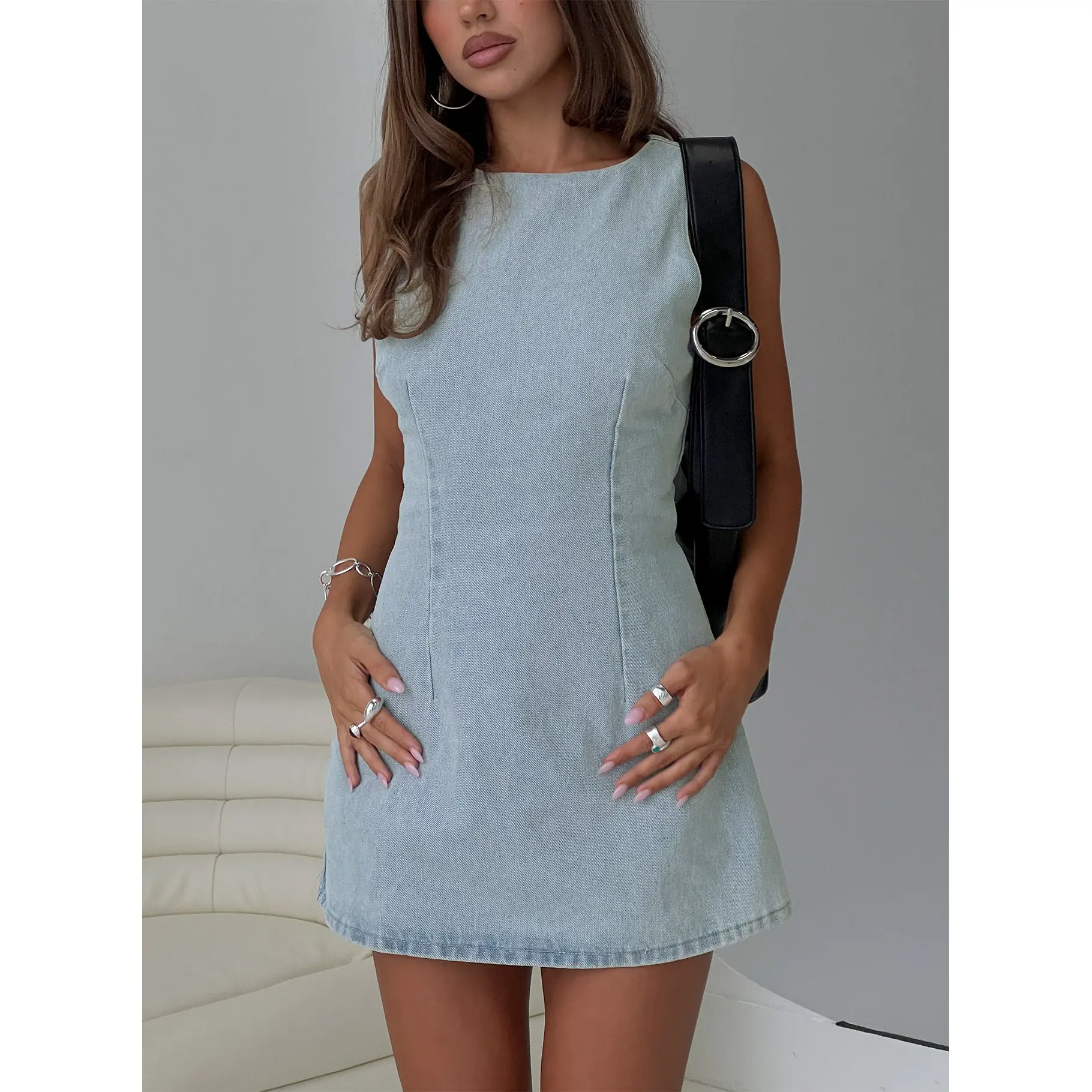 Ainsleigh Shift Denim Romper Light Wash