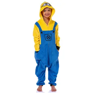 Despicable Me Minions Kids Bob The Minion 1 Piece Union Suit Footless Hooded Pajama For Boys or Girls