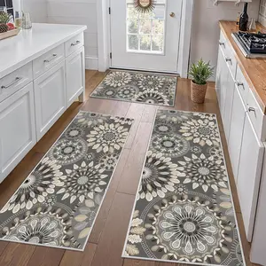3PCS Boho Kitchen Rugs Sets , Farmhouse Non Slip Kitchen Rugs and Mats, Washable Kitchen Mats for Floor Non Skid Kitchen Runner Rug, Kitchen Floor Mat for Laundry Room Entryway Hallway
