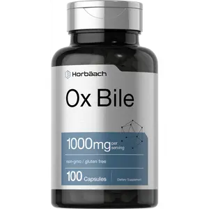 Horbäach Ox Bile Supplement | 1000mg | 100 Capsules | Digestive Enzymes Supplement | Non-GMO & Gluten Free