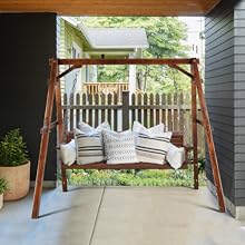 VINGLI Heavy Duty 660 LBS Wooden Swing Frame with Extra Bottom Connection Board, Upgraded A-Frame Porch Swing Bench Stand for Indoor & Outdoor (Rustic) VINGLI Heavy Duty 660 LBS Wooden Swing Frame with Extra Bottom Connection Board, Upgraded A-Frame Porch Swing Bench Stand for Indoor & Outdoor (Rustic)