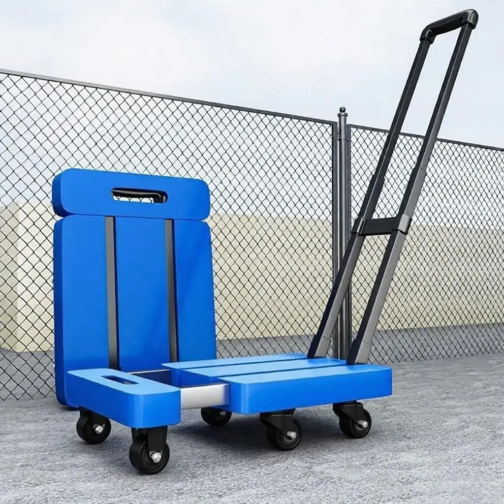 Nw 6Lbs Folding Hand Carrying Trolley – 6 Rotating Wheels, Adjustable Handle, Collapsible Luggage Cart & Heavy Duty Utility Truck for Moving