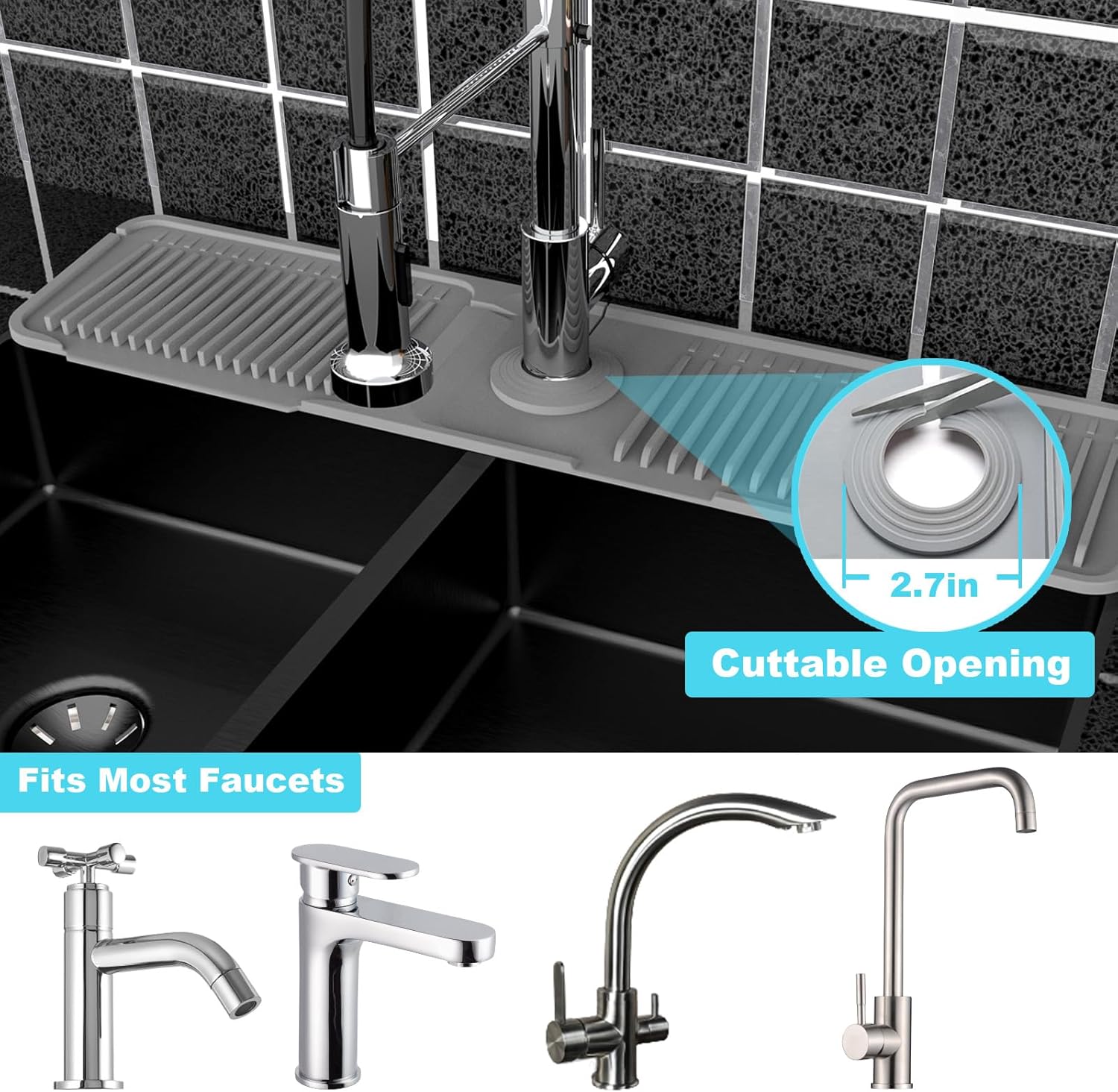 Kitchen Sink Faucet Mat, Silicone Folding Splash Guard, Draining Mat with Button Lock, Sink Faucet Protector, Sink Accessories for Kitchen Household Items Cleaners Kitchen Sink Faucet Mat, Silicone Folding Splash Guard, Draining Mat with Button Lock, Sink Faucet Protector, Sink Accessories for Kitchen Household Items Cleaners