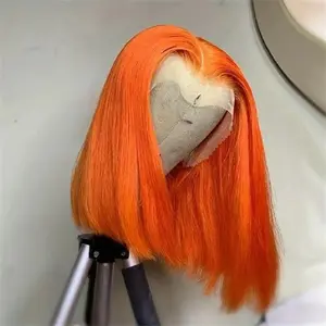 13X4 Glueless Wig Ginger Orange Short Bob Wig 613 Burgundy 99j Red Blue HD Lace Front Wig Brazilian Human Hair Wigs On Sale Super Double Drawn Bone Silky Straight Lace Frontal Wig Silver Grey Colored Bob Wig Real Virgin Human Hair Wear And Go