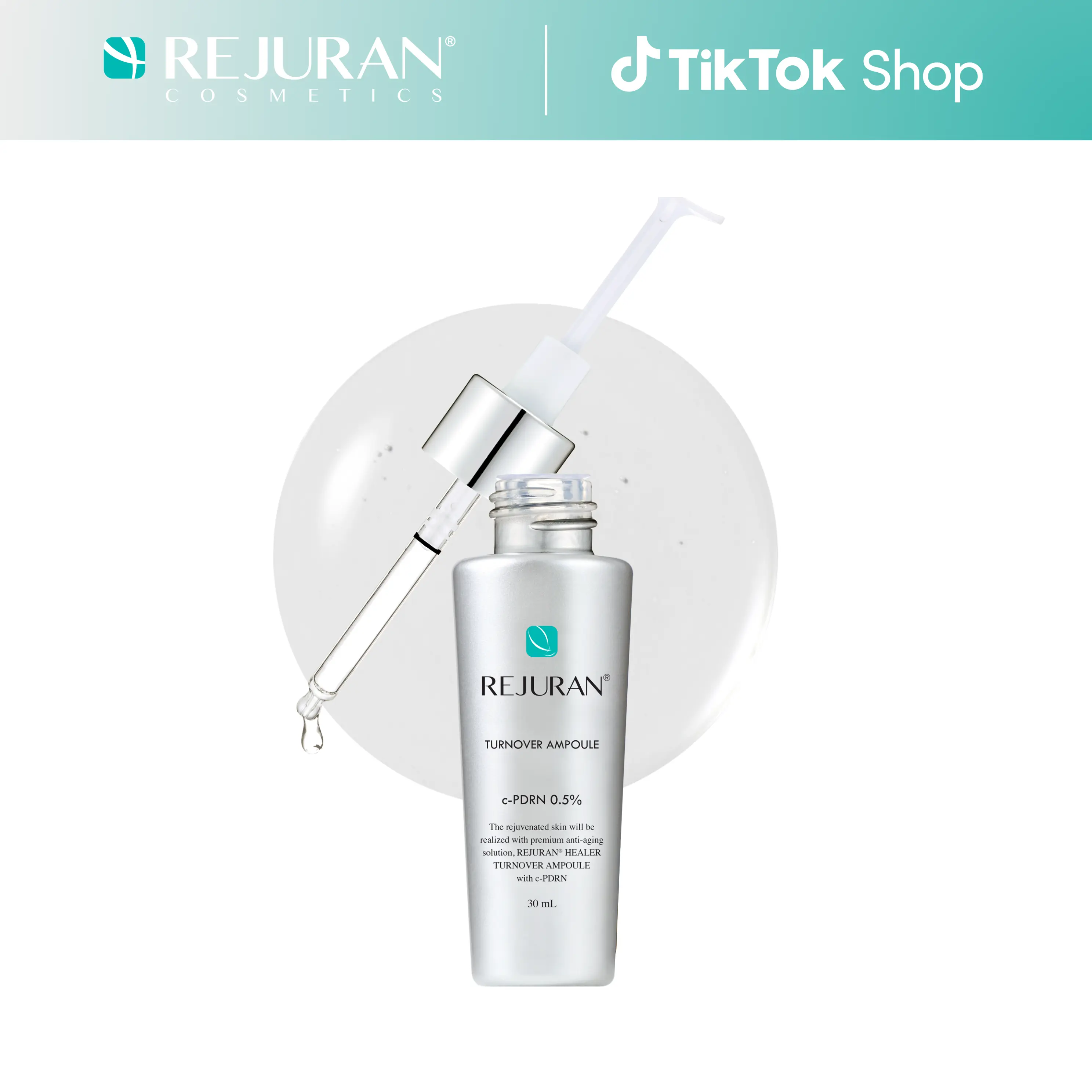 REJURAN Turnover Ampoule, c-PDRN - Anti-Aging Face Serum for Firmness, Radiance, Youthful Skin, Korean Skin Care (1.01 fl oz)