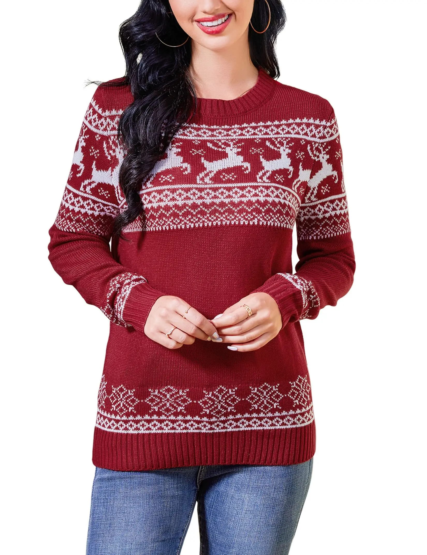 Women's Christmas Reindeer Knit Sweater