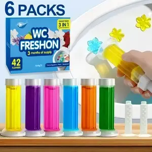 6 Pack Toilet Gel Stamp, 6 Kinds Of Scent Toilet Bowl Cleaner Gel, Long-Lasting Flowers Shaped Bathroom Freshener, Keeps Toilet Fresh Fragrant and Clean Household Scented Odor Eliminator Odor Absorber laundry detergent toilet bowl cleaners