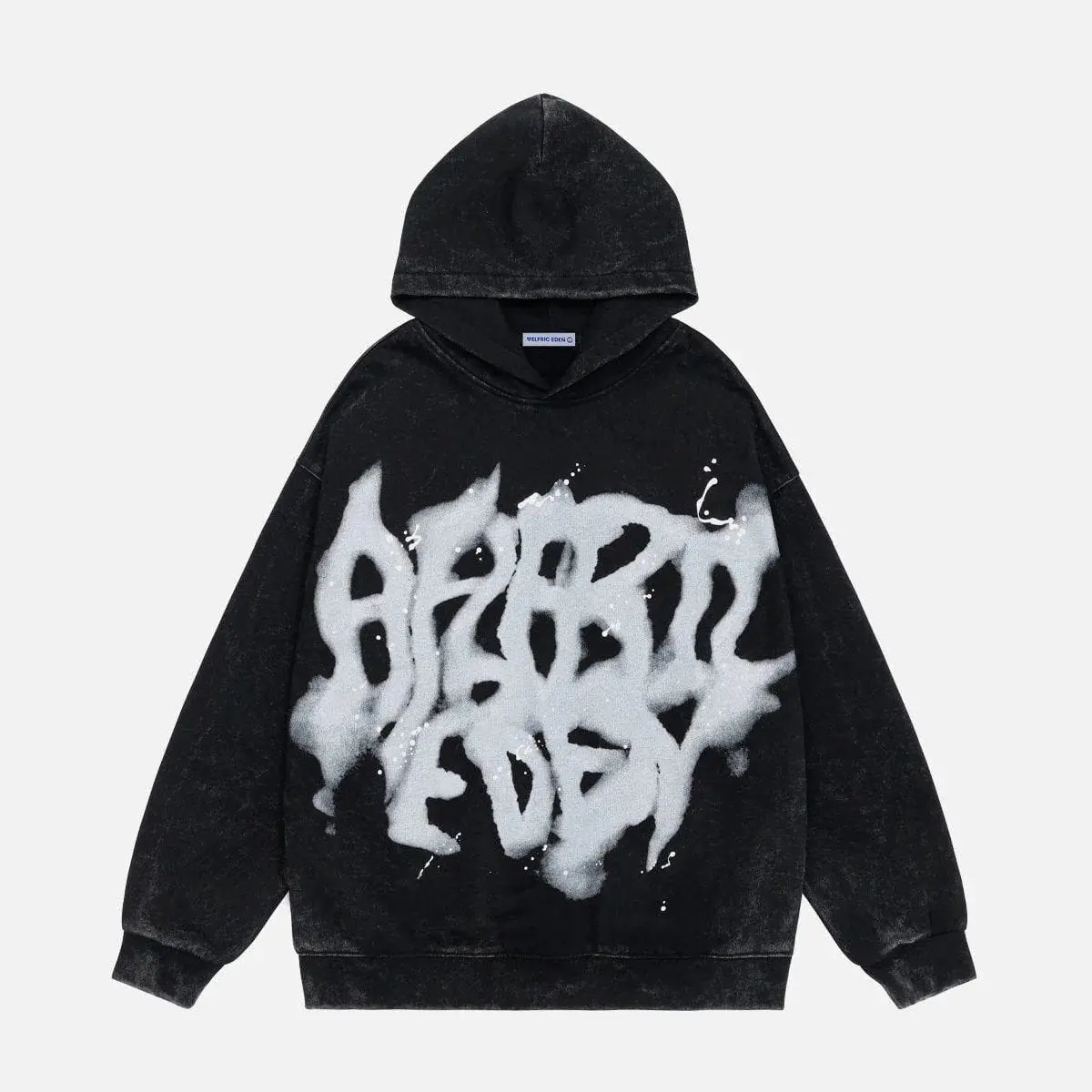 Aelfric Eden Graphic Hoodies Abstract Print Washed Hoodie Long Sleeve Acid Washed Hooded Sweatshirts Trendy Y2k Tops,clothes for back to school,first day of school outfits
