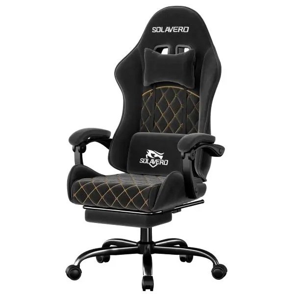 Ecofurnix Ergonomic Breathable Cool 3D Weave Gaming Chair - Silent 50db Casters, Lumbar Support, Footrest, Headrest, Height-Adjustable Metal Frame, 200lb Load Capacity Game Desk Chair, 54Cm