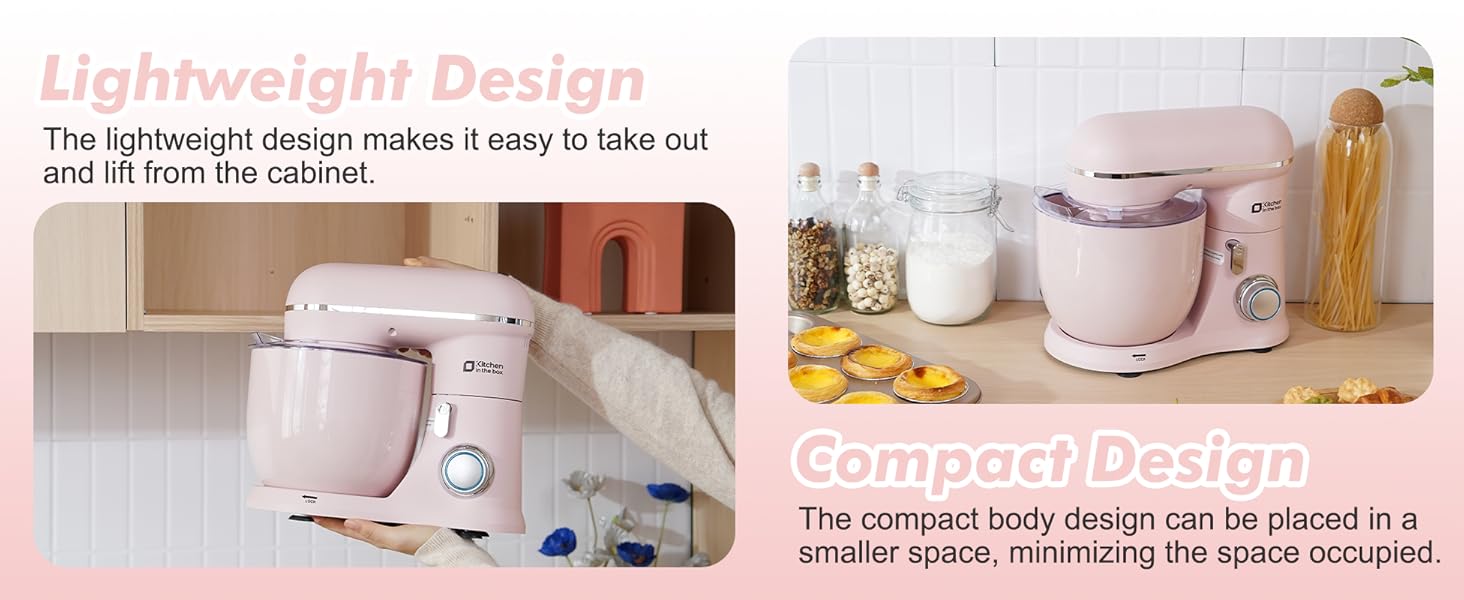 Kitchen in the Box Stand Mixer, 3.5QT Compact Kitchen Electric Mixer with Steal Mixing Bowls, 10-Speed Tilt-Head, Dough Hook, Flat Beater, Whisk – Lightweight, Small Stand Mixer for Baking, Cooking, Daily Use