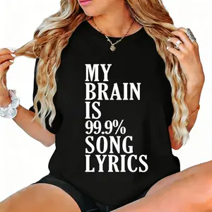Funny My Brain’s 99.9% Song Lyrics Graphic Tee - Quirky Music Lovers Statement Piece, Stylish Casual Printed T-Shirt, Trendy Edgy Streetwear Made In USA For Women For Men [180G 100% cotton, lightweight and breathable, soft and comfortable]