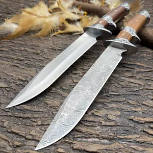 Gdekls Outdoor straight knife, high-hardness blade, fast cutting, hunting knife, solid wood handle, camping kitchen knife