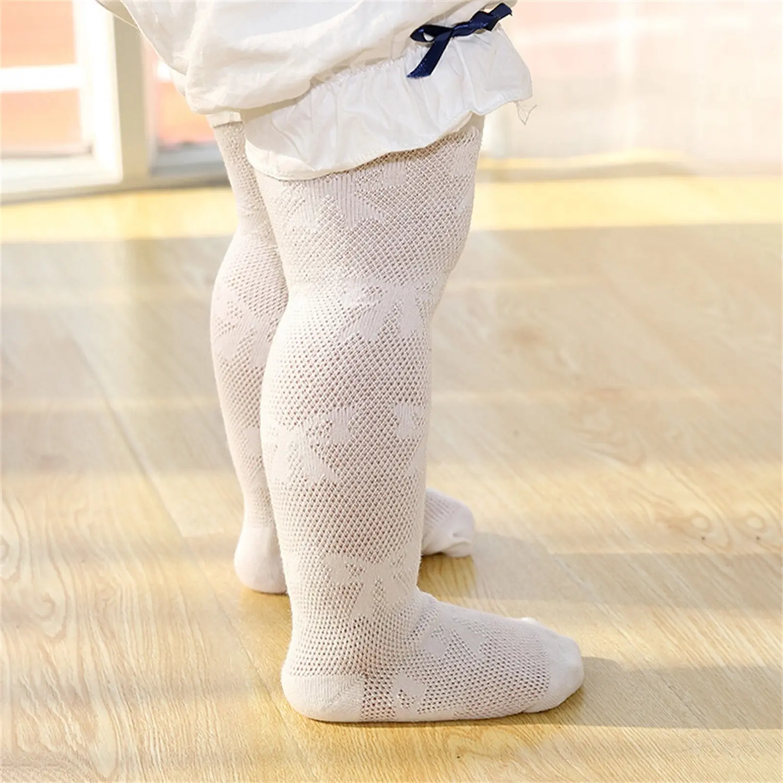 Global Baby Kids Tights Elegant Pantyhose with  Decorations Breathable Stockings  Baby Girl Leggings Spring Plain Cotton Infant Girl Pantyhose Pants 0-24 Months