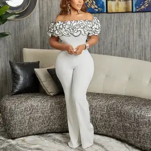 Autumn and winter clothing 2026 new Elegant Jumpsuits Rompers for Woman Off the Shoulder Ruffles Length Ladies Birthday Party Outfits