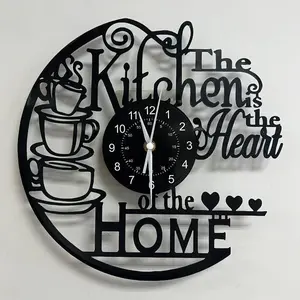1pc Vinyl Record Wall Clock, Black Glue Record Wall Clock, Silent Clock, for Living Room Bedroom, Room Decor, Home Decor, Kitchen, Office Decor, Bar, Cafe, Coffee Shop Hanging Ornament Wall Clock Wireless