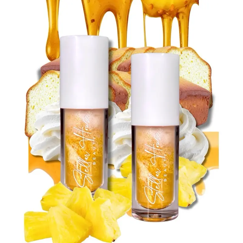 Pineapple Cake Lip Gloss Butter Gloss- Gold Yellow  Non sticky -Moisturizing Coconut Oil- Vegan - Cruelty Free - Glossy --