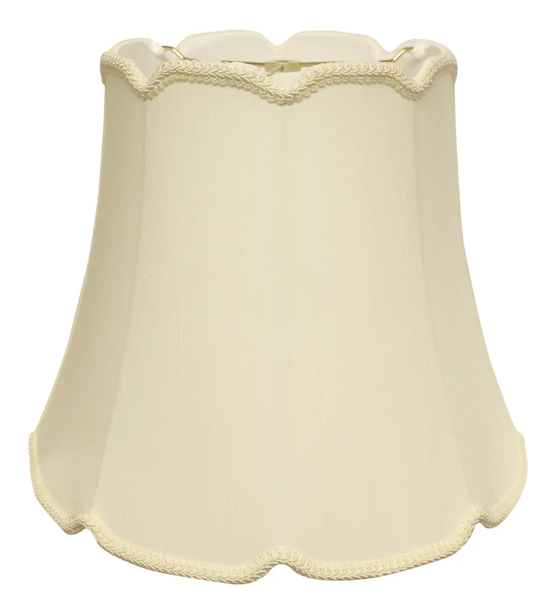HomeRoots 469741 18 in. Ivory Empire Slanted Cylinder Silk Lamp Shade - Scroll Edges, Monay Shantung, Soft Back, High Quality Fabric, Standard Harp, Customer's Own Finial, Bulbs Required for Traditional Home Decor, Slant To Give Visual Interest