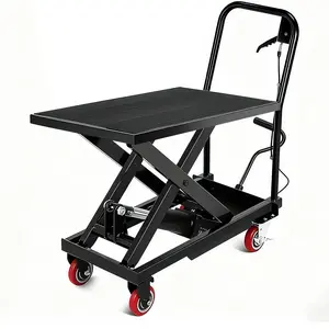 Garvee Hydraulic Lift Table Cart, 330Lbs Capacity 28.5" Lifting Height, Single Scissor Lift Table with Non-Slip Pad & Safety Guard for Material Handling & Transportation