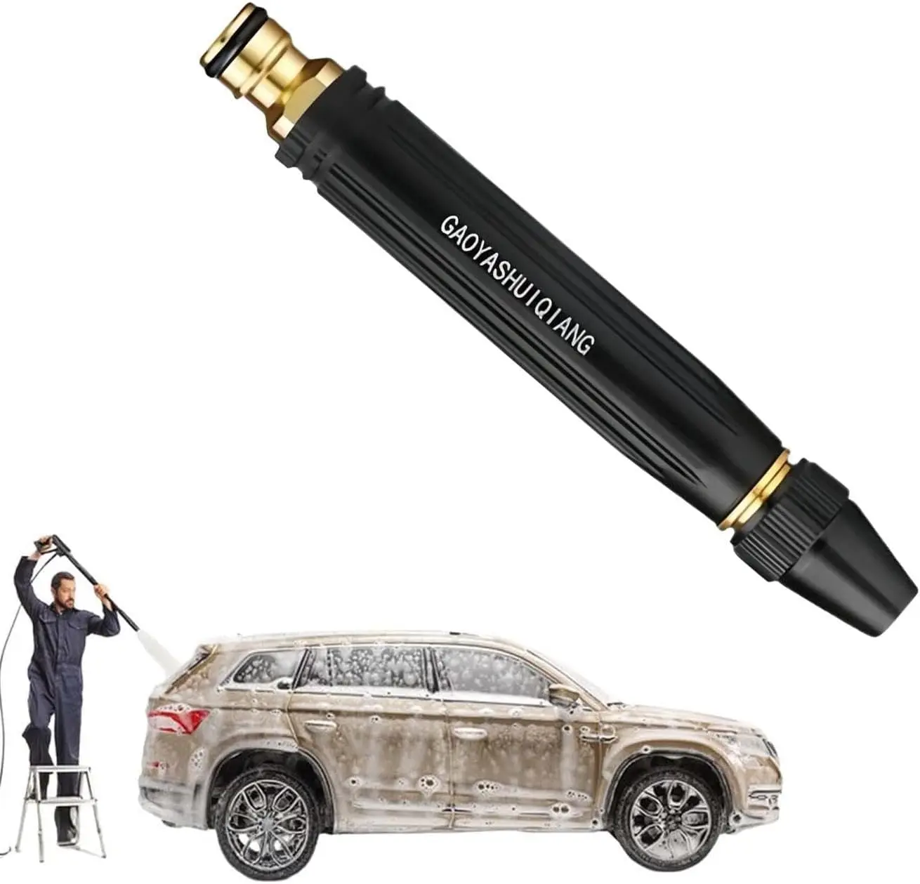 Car Wash Water Garden Hose Sprayer,Metal Heavy Duty High Pressure Water Hose Anti-Leakage Hose Nozzle with 3 Adjustable Spray Modes for Garden Watering & Car Pet Washing Rinsing Floor