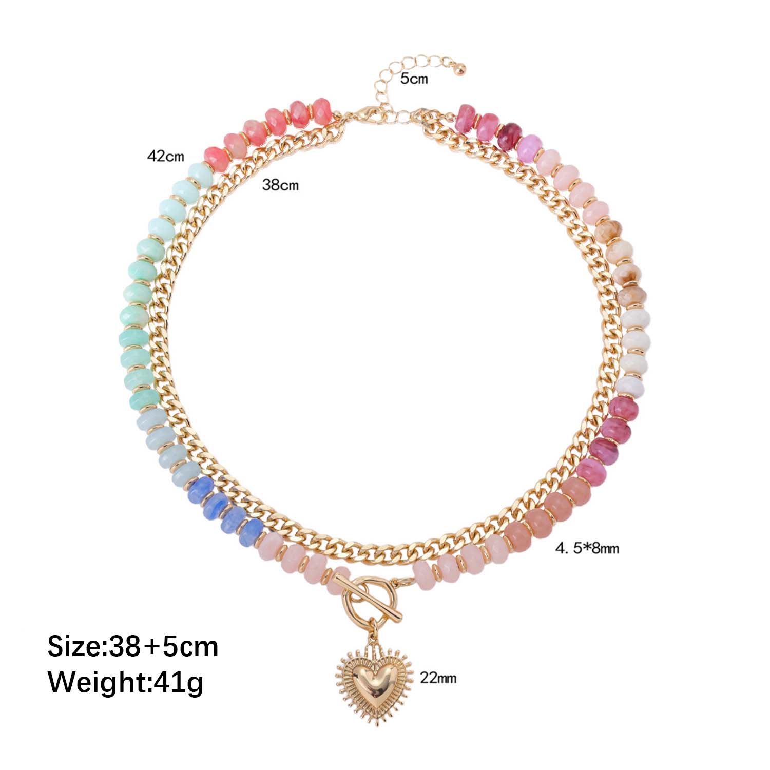 Dopamine Colorful Beaded Necklace Ethnic-Style Collarbone Chain with Stackable Heart Pendant for Stylish Looks and Versatile Jewelry Dopamine Colorful Beaded Necklace Ethnic-Style Collarbone Chain with Stackable Heart Pendant for Stylish Looks and Versatile Jewelry