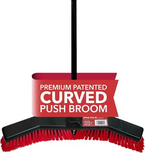 Da Vinci Shop Broom - Premium Patented Curved Push Broom with Alloy Steel Handles for Efficient Cleaning of Large Areas