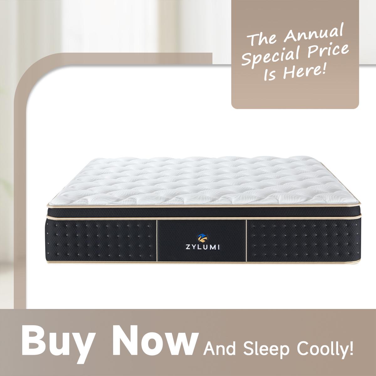 [ZYLUMI]  Hybrid Mattress in a Box, 10/12/14 Inch, Twin/Full/Queen/King, Gel Memory Foam & Zoned Support Springs, Pressure Relief, Breathable Fabric, Motion Isolation, CertiPUR-US & OEKO-TEX
