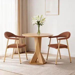 Dining Chairs Set of 2, Modern Upholstered Kitchen Side Chairs with Curved Backrest & Wood-Grain Metal Legs for Dining Room