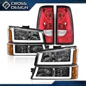 CROSSDESIGN FIT FOR 2003-2006 CHEVY SILVERADO 1500 LED DRL HEADLIGHTS/LAMPS + TAIL LIGHTS