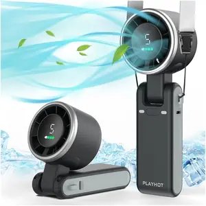 PLAYHOT Portable Handheld Turbo Fan, 5 Gear Wind,4000mAh Battery Operated, Up to 10 Working Hours, 3 IN 1 Hand Fan Rechargeable with Air Turbo Tech Cooling Fan for Outdoor Activities, Travel, Working, Summer Selected Products