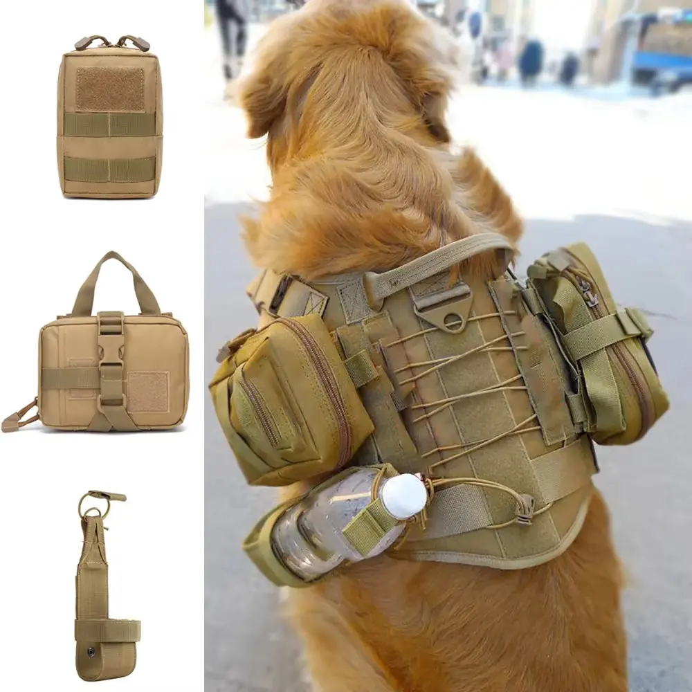 3 Pcs Dog Tactical Bags Molle Pouches for Dog Vest Harness #backtoschool Multi-Purpose Military Nylon Waist Pack Utility Bag Detachable Patches Pouches