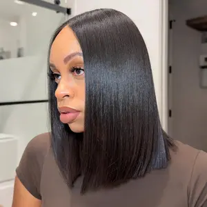 OQ HAIR 7X5 Straight Bob Glueless Wigs Human Hair Pre Plucked Pre Cut 180% Density HD Lace Front Wigs For Women Short Wigs